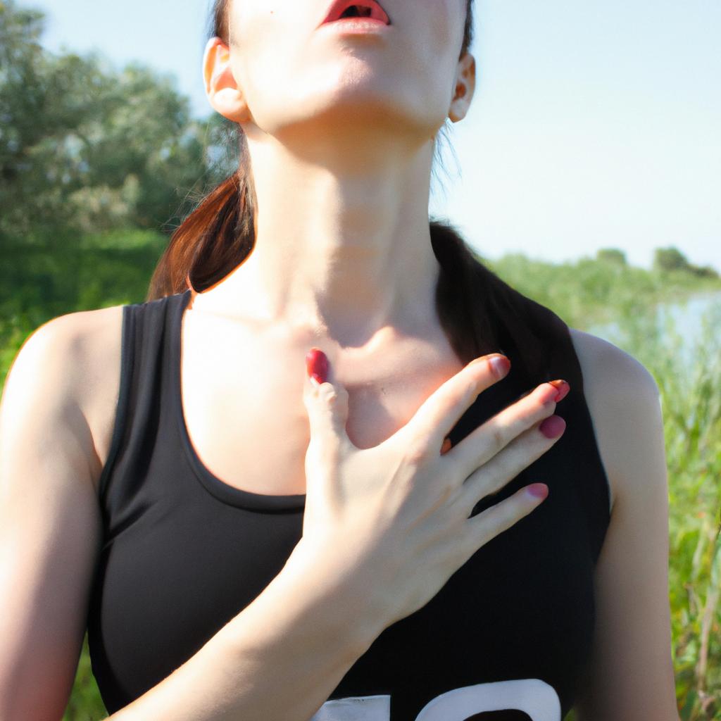 Person doing breathing exercises outdoors