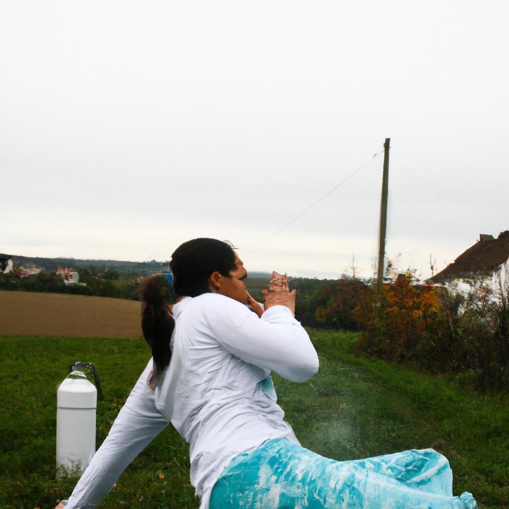 Person practicing yoga for asthma