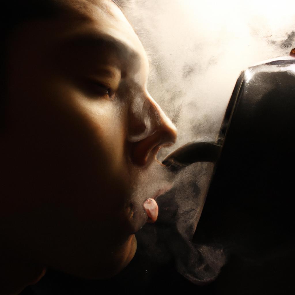 Person using steam inhalation